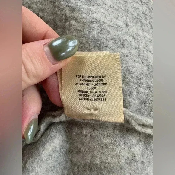 NWOT Anthropologie Knitted And Knotted Gray Gold Floral Wool Peplum Dress Large - Picture 5 of 8